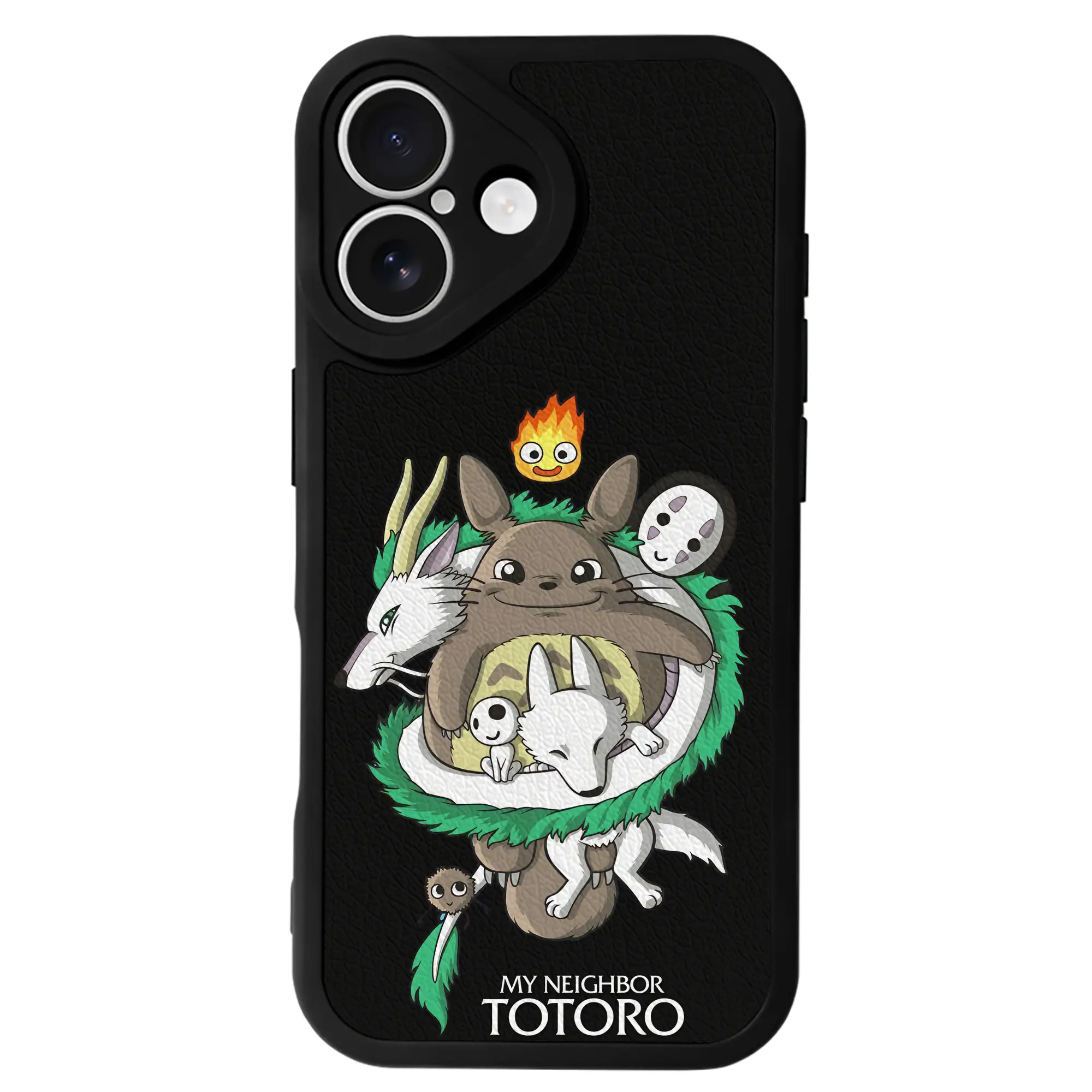 となりのトトロ グッズ トトロ - IPhone 16シリーズ対応 ・ シリコンスマホケース ・ レザー調 ・ 高精度フィット ・ 耐衝撃 ・ ワイヤレス充電対応 ・ 精密カット